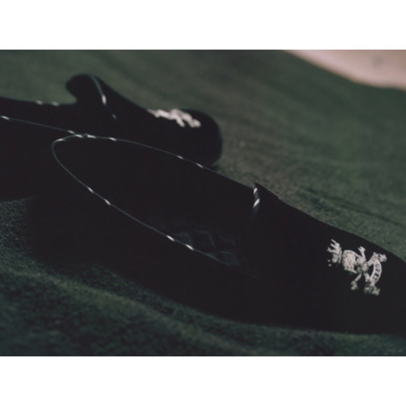 BLACK BAKER-LOGO VELVET SKELETON HEAD-SLIPPER - Picture 3 of 16